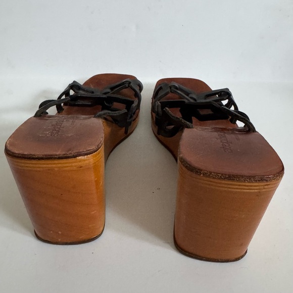 STEPHANE KELIAN ✨ leather Greek key woven wooden wedge sandals | sz 39 - Picture 8 of 8